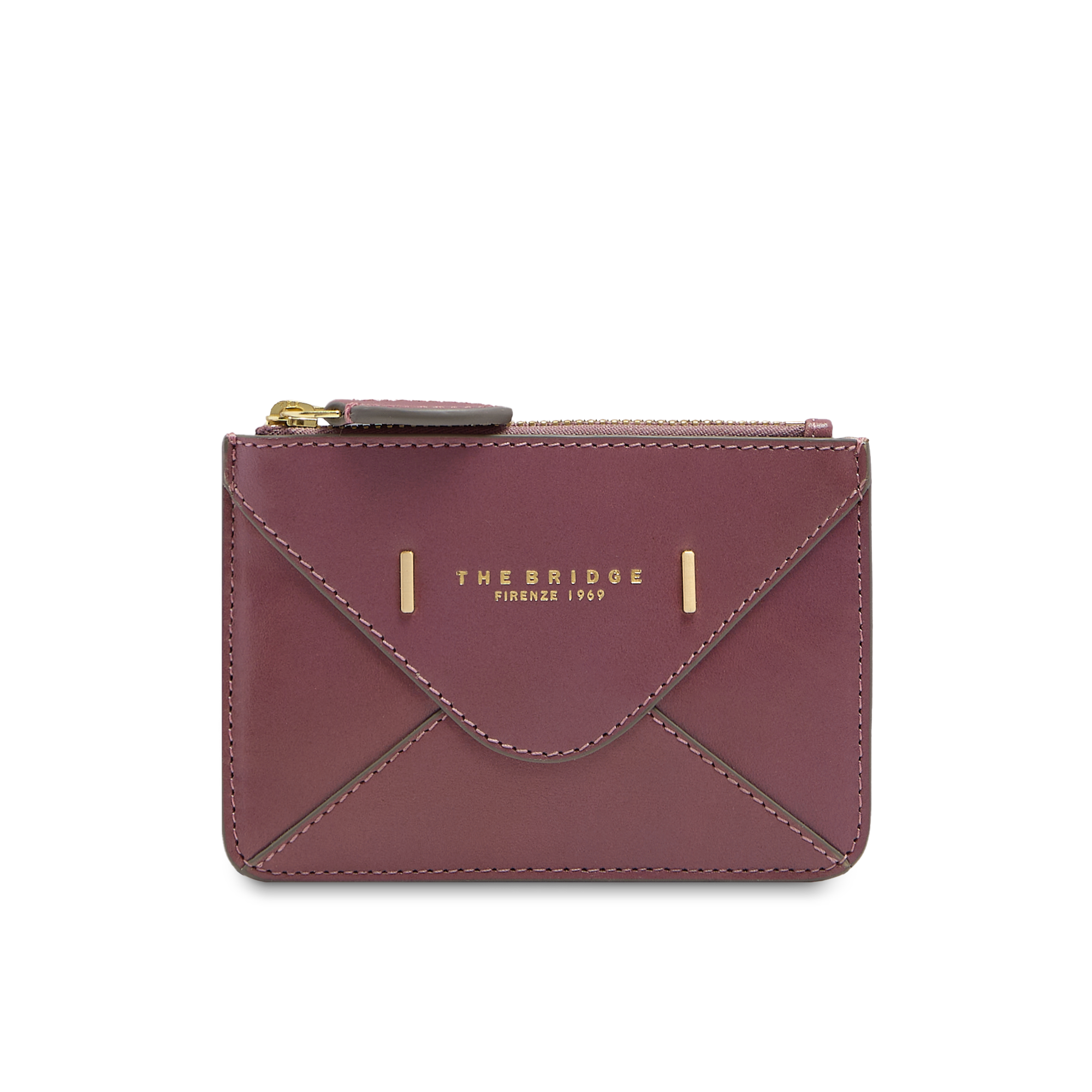 Leather card holder with zip closure BLACK/GOLD | The Bridge