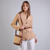 Borsa secchiello in pelle e paglia di Vienna | The Bridge