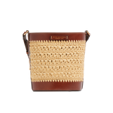Leather and Vienna straw bucket bag - Luna Collection | The Bridge