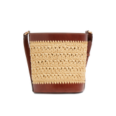 Leather and Vienna straw bucket bag - Luna Collection | The Bridge