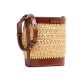 Leather and Vienna straw bucket bag - Luna Collection | The Bridge