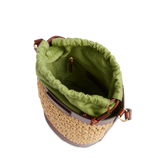 Borsa secchiello in pelle e paglia di Vienna | The Bridge