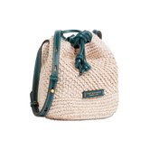 Leather and Vienna straw bucket bag - Luna Collection | The Bridge
