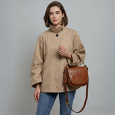 Leather crossbody bag with removable handle - Brown | The Bridge