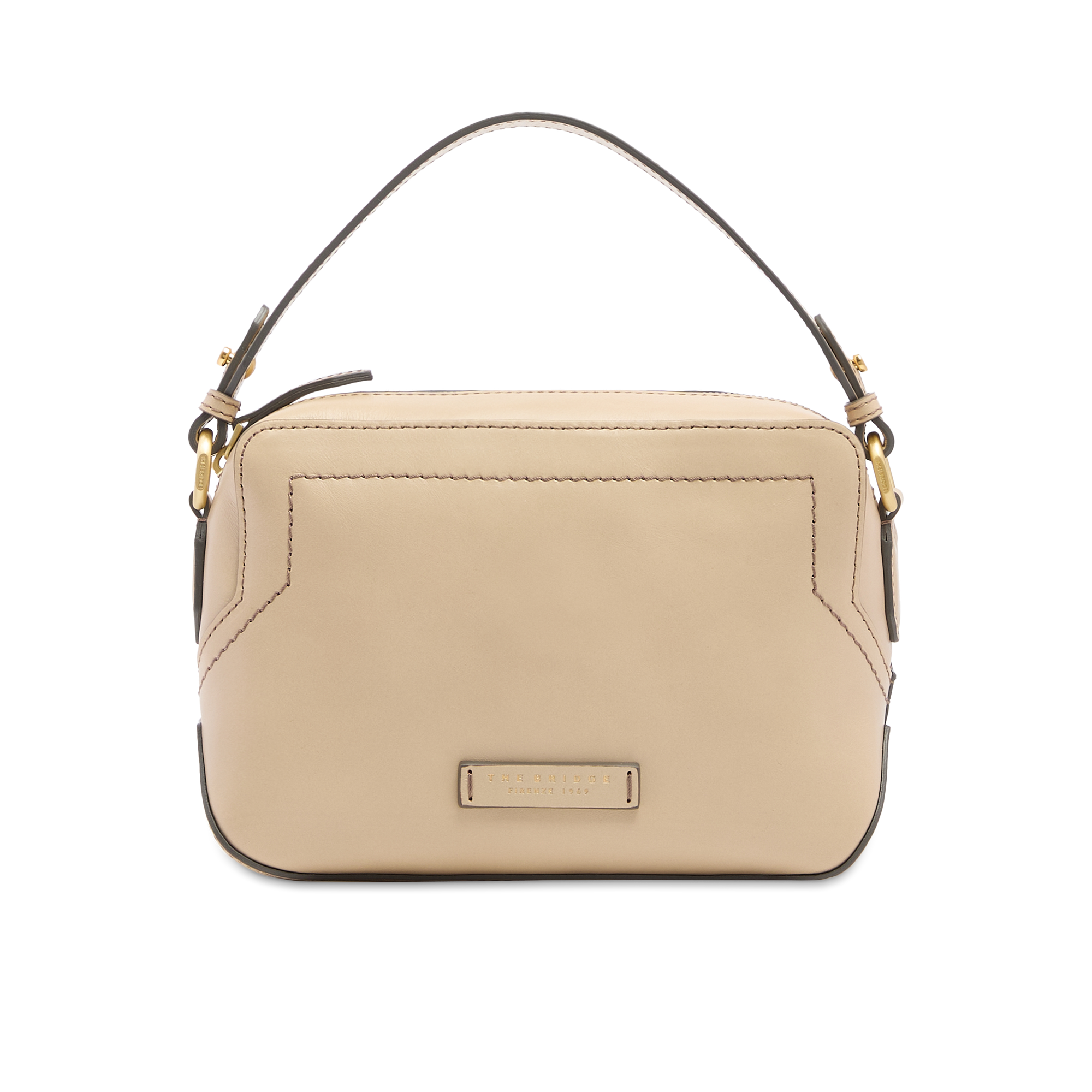 Leather crossbody bag with zip closure BUTTER/GOLD | The Bridge