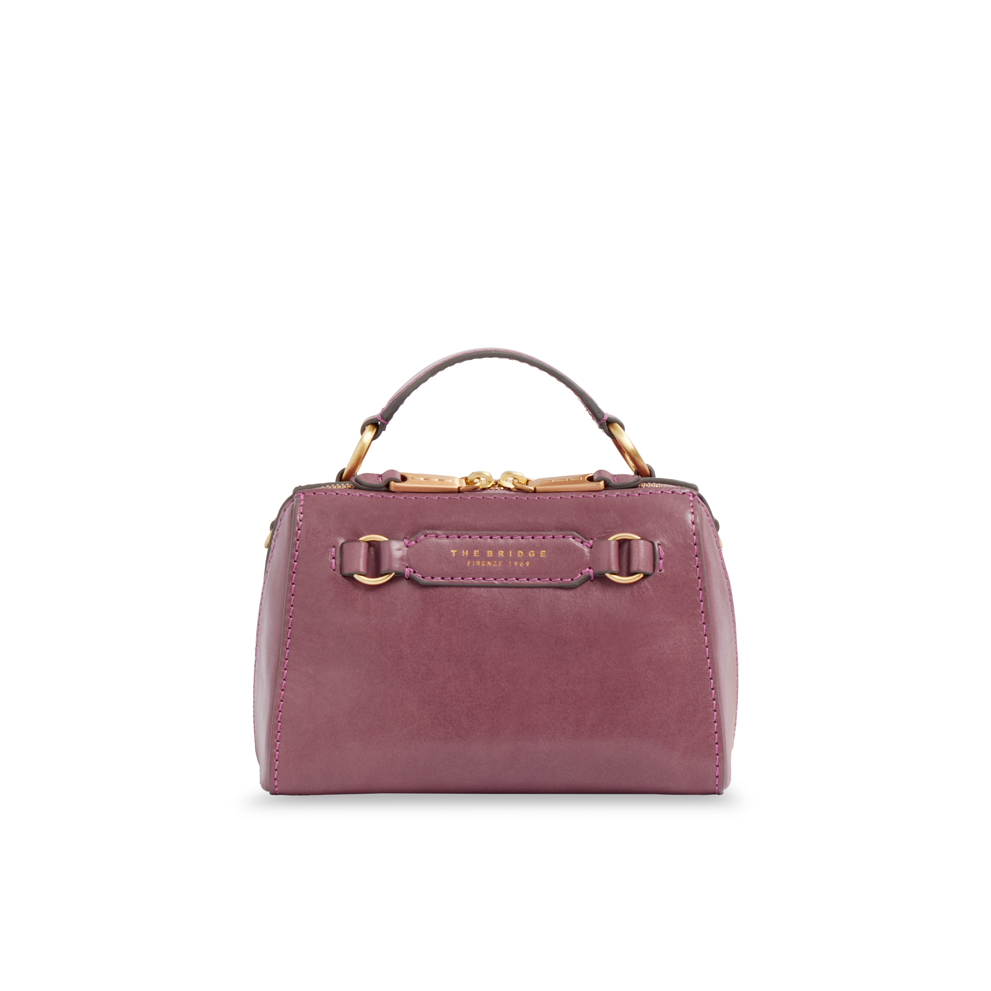 Leather handbag with removable shoulder strap ORCHID WITH GOLD