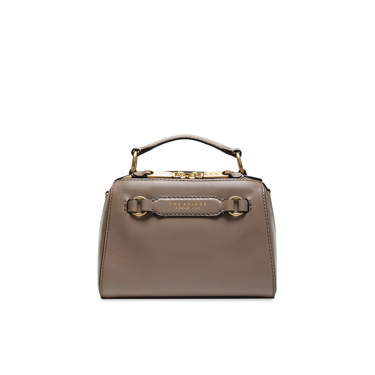 Women's Leather Handbag with Strap GREIGE/GOLD | The Bridge