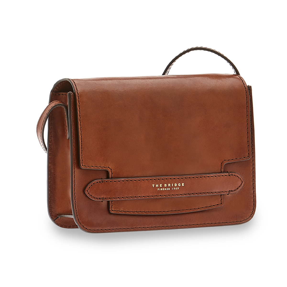 Leather crossbody bag BROWN/GOLD | The Bridge