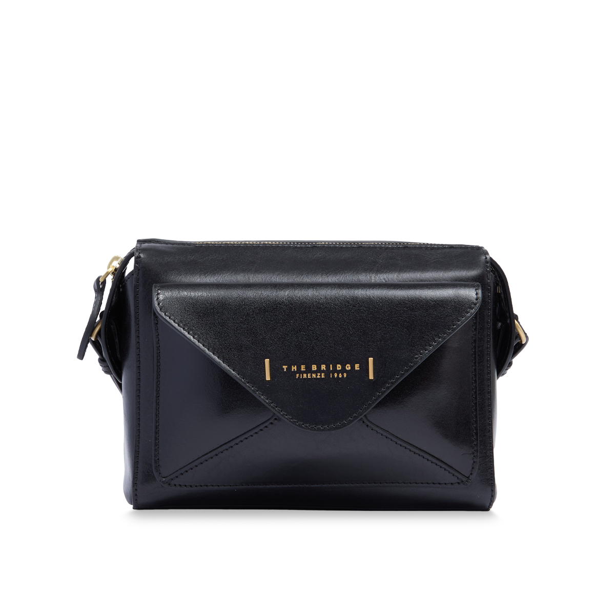 Crossbody bag in leather with zip closure - size s BLACK/GOLD