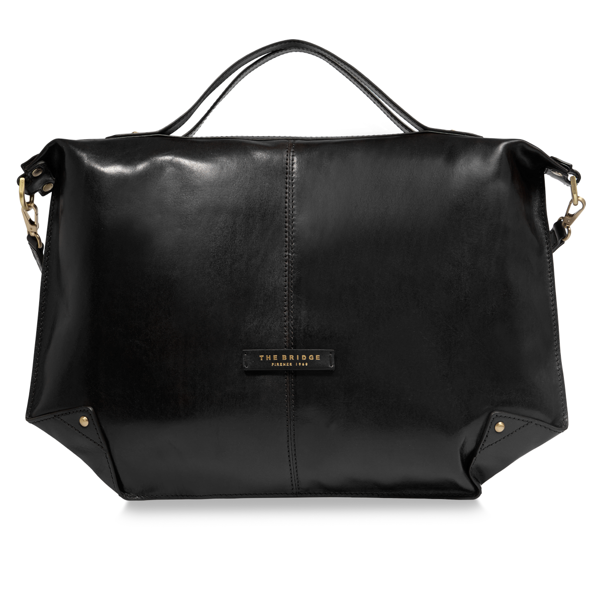 Crossbody bag in leather with zip closure - size l BROWN/GOLD