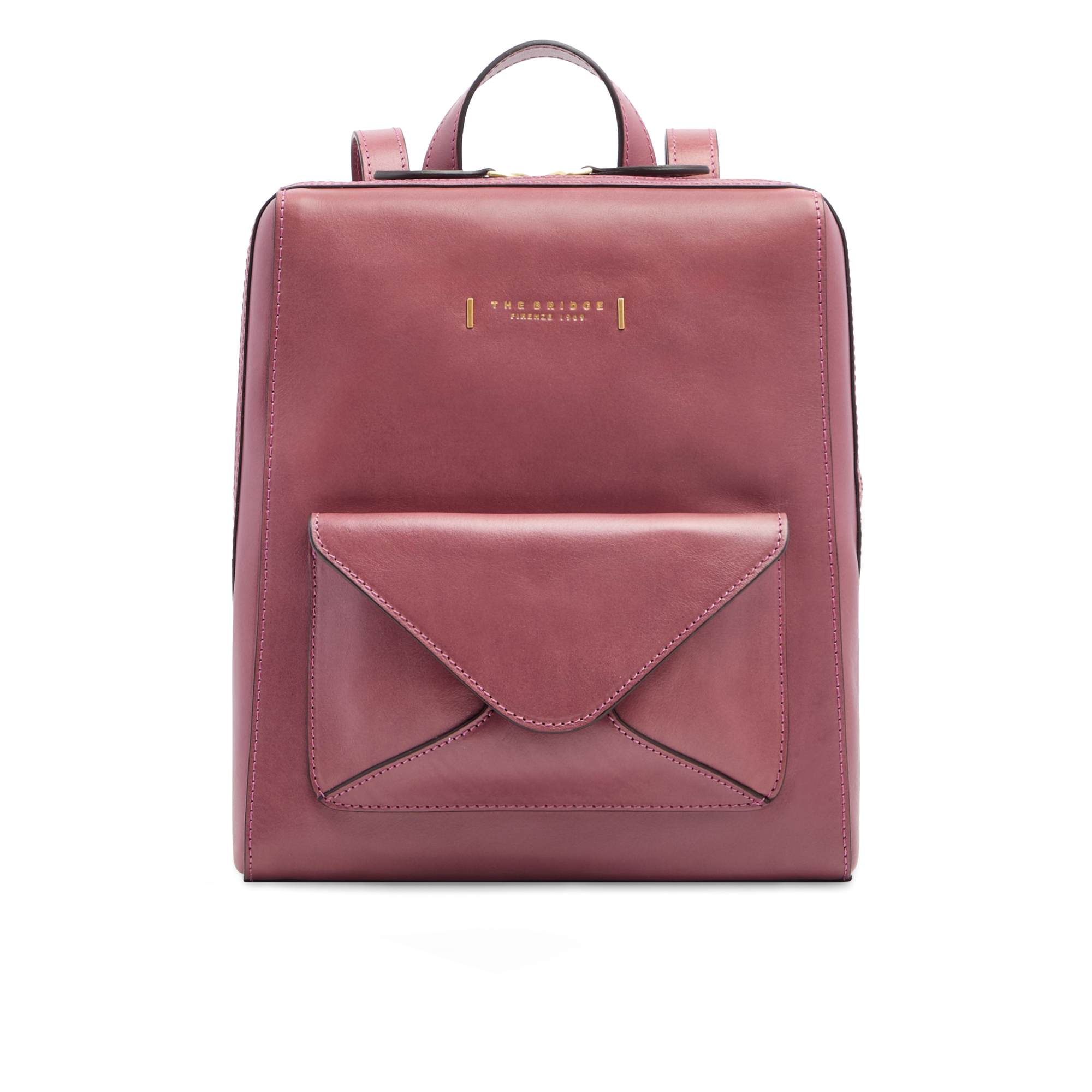 cool leather womens backpack Women's leather backpack with front pocket ORCHID WITH GOLD