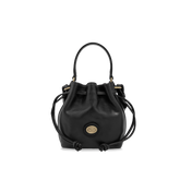 Mini-Beuteltasche aus Leder mit Schulterriemen Story - Schwarz/gold - Beuteltaschen aus Leder für Damen | The Bridge