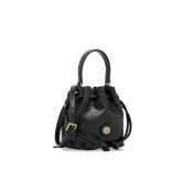 Mini-Beuteltasche aus Leder mit Schulterriemen Story - Schwarz/gold - Beuteltaschen aus Leder für Damen | The Bridge