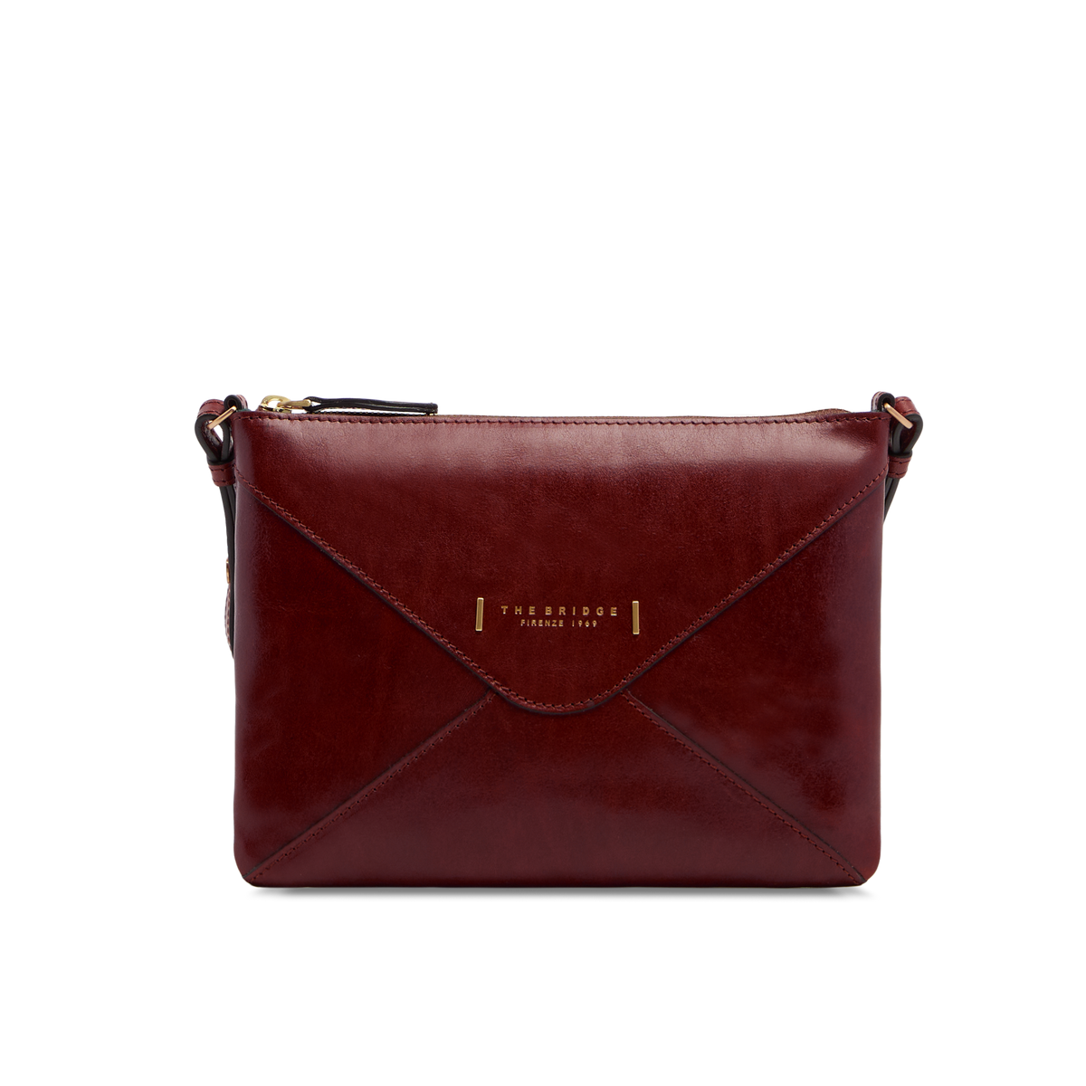Leather crossbody bag with zip closure BAROLO/GOLD | The Bridge