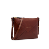 Leather crossbody bag with zip closure Frida - Brown/gold - Custom products women | The Bridge