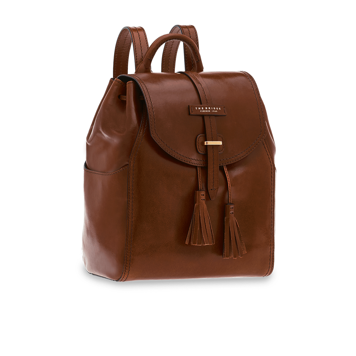【美品】THE BRIDGE ザブリッジ　リュック　本革レザー　ブラウン Women's backpack in leather BROWN/GOLD | The Bridge