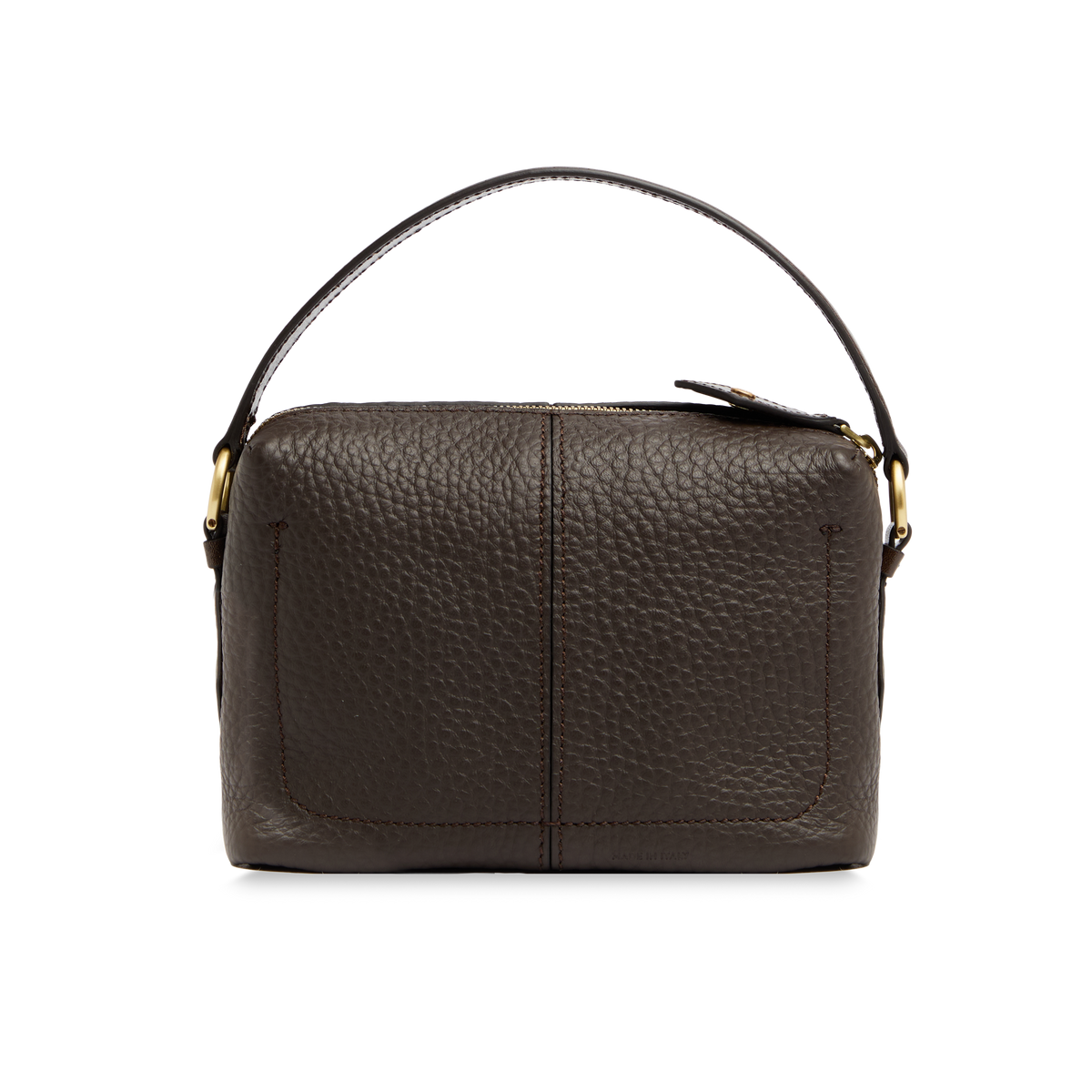 ゴルフィッカーズボディーバック Pebbled leather crossbody bag with top handle MOCHA/GOLD | The Bridge