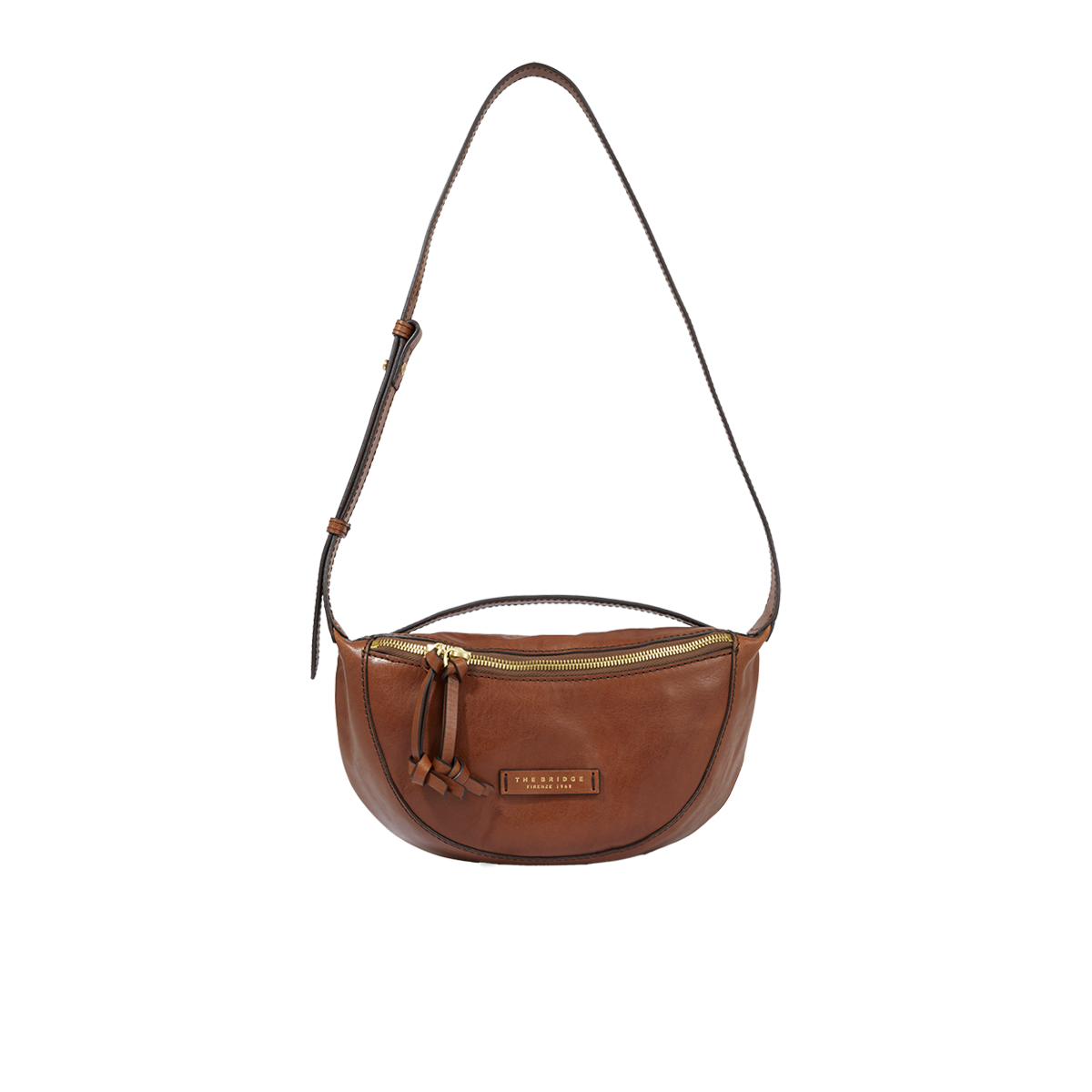 Soft leather crossbody bag small size BROWN/GOLD | The Bridge