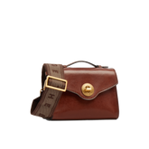 Bolso mujer en piel con correa desmontable Irene - Marrón/oro - Bolsos de cuero personalizados mujer | The Bridge