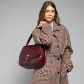 Large leather shoulder bag with front flap | The Bridge