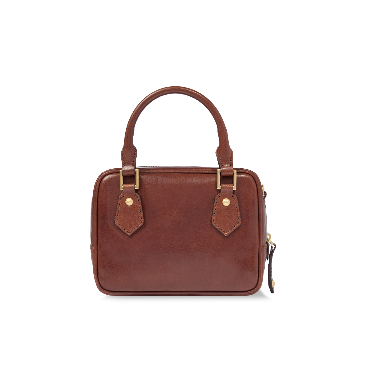 Leather satchel with removable strap BROWN/GOLD | The Bridge