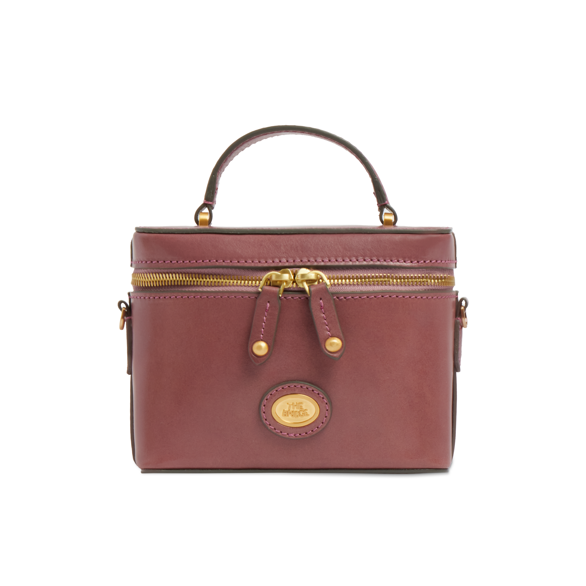 Leather bowling bag with removable shoulder strap BROWN/GOLD | The