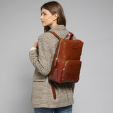 Leather women's backpack with front pocket | The Bridge
