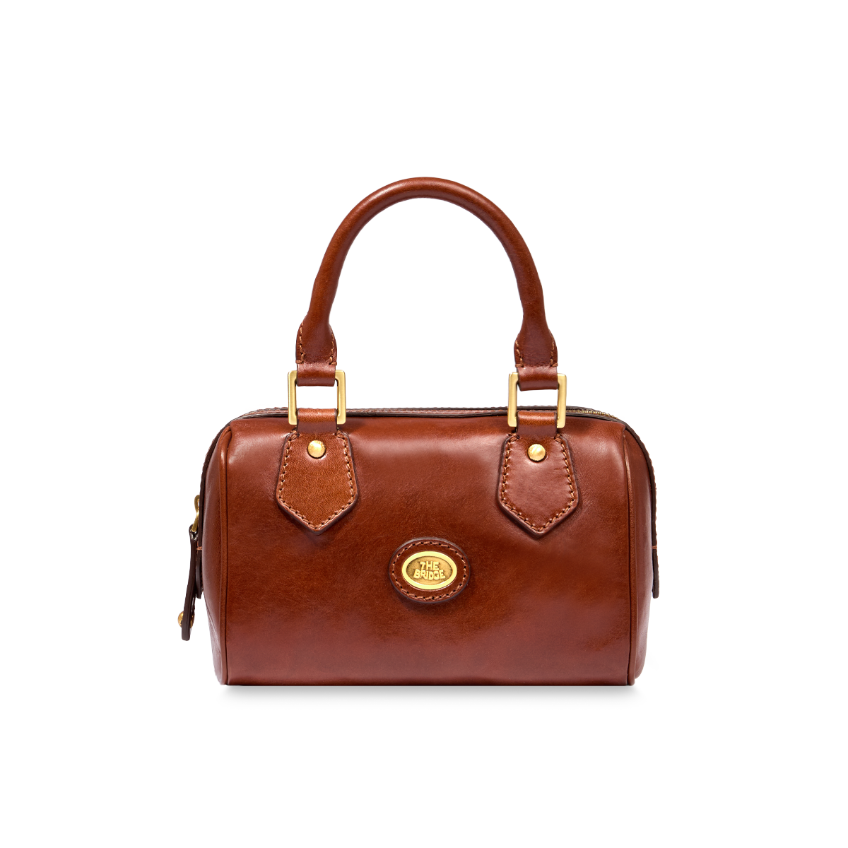 Leather boston bag with removable shoulder strap BROWN/GOLD | The Leather boston bag with removable shoulder strap BROWN/GOLD | The