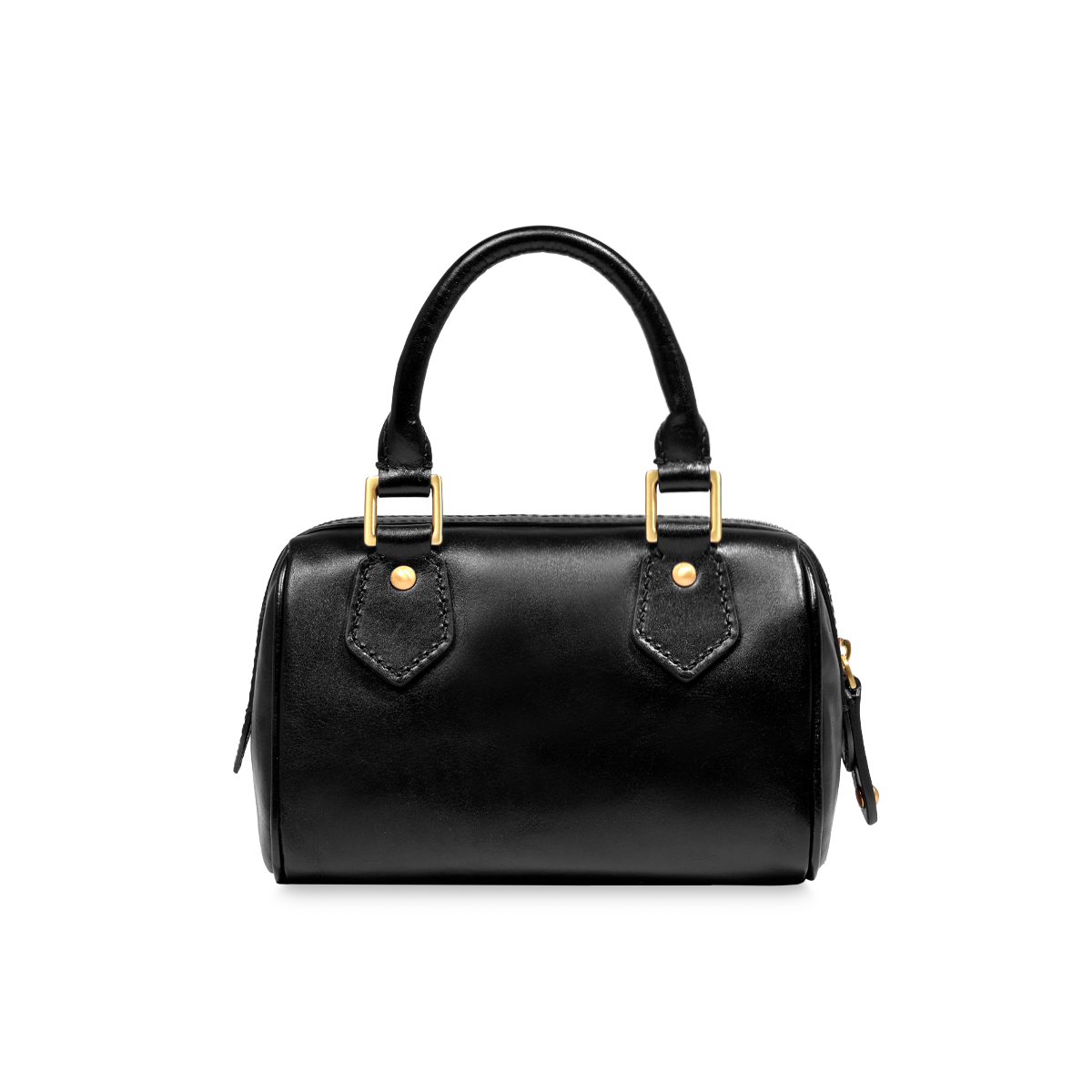 Leather boston bag with removable shoulder strap BLACK/GOLD | The