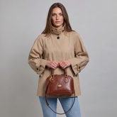 Women's Leather Handbag with Strap - Brown | The Bridge