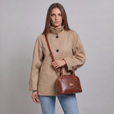 Women's Leather Handbag with Strap - Brown | The Bridge