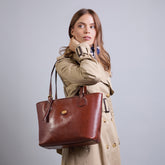 Shopper-Tasche aus Leder mit Reißverschluss | The Bridge