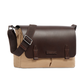 Leather and fabric briefcase - Men's messenger bags | The Bridge