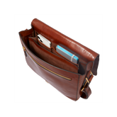 Men's leather briefcase with shoulder strap - Brown | The Bridge