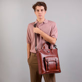 Leather and fabric briefcase with shoulder strap | The Bridge