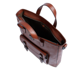 Leather and fabric briefcase with shoulder strap | The Bridge