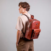 Men’s leather laptop backpack with two zips | The Bridge