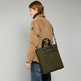 Leather and fabric men's backpack with front pocket | The Bridge