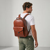 Men’s leather laptop backpack with two zips | The Bridge