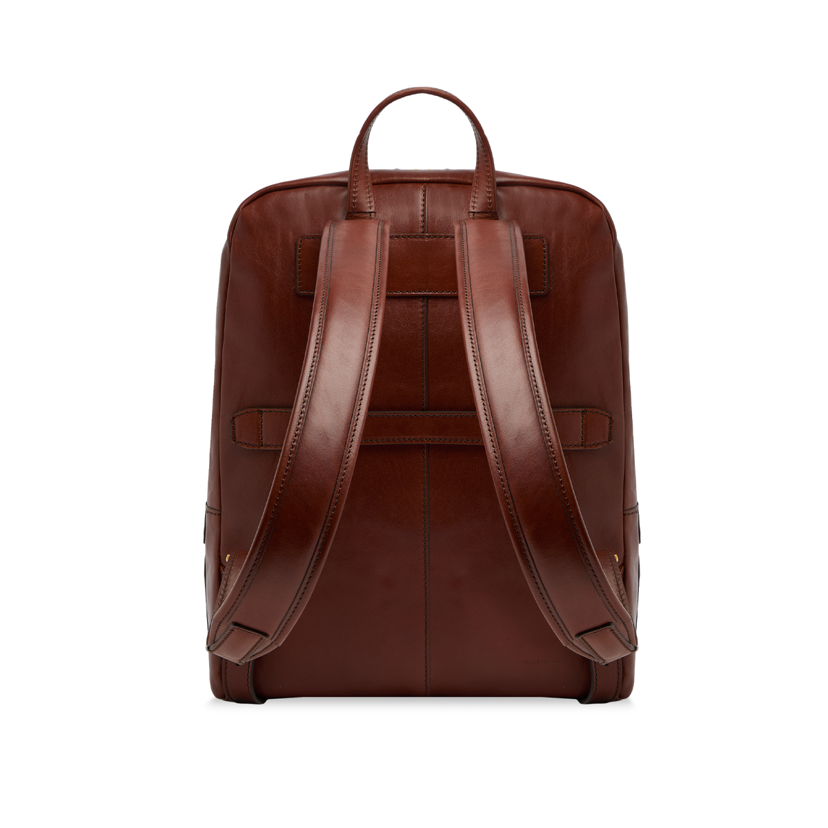 Men's leather laptop backpack one zip BROWN/GOLD | The Bridge