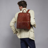 Men's leather laptop backpack one zip - Brown | The Bridge