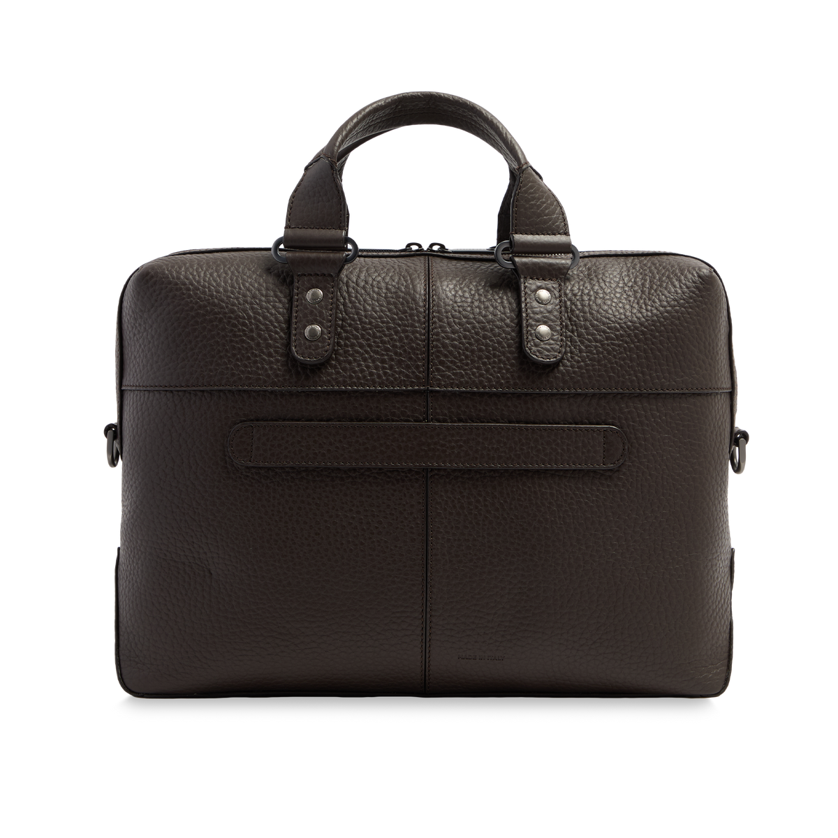 Men's Grained Leather Briefcase MOKA/ DARK RUTHENIUM | The Bridge
