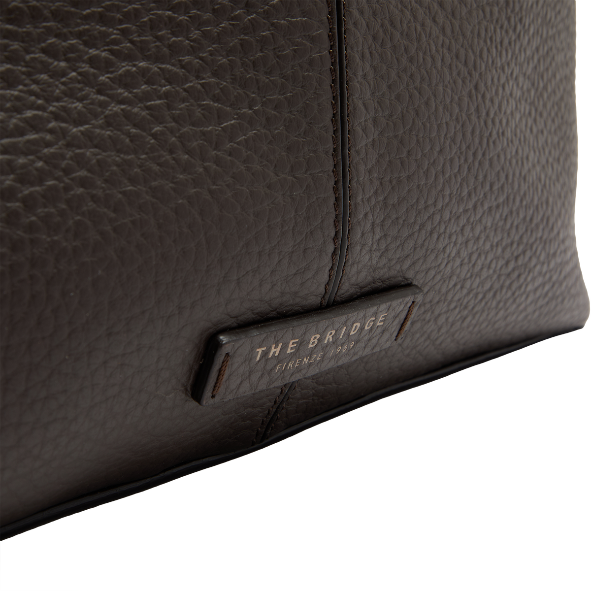 Men's Grained Leather Briefcase MOKA/ DARK RUTHENIUM | The Bridge