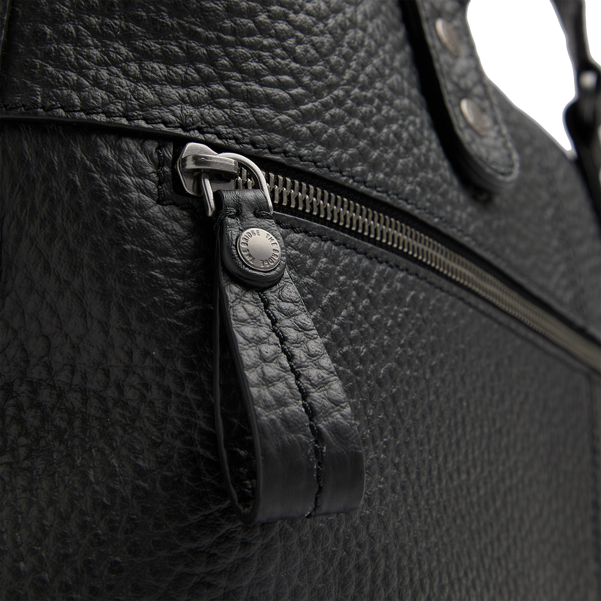 Men's Grained Leather Briefcase BLACK/RUTHENIUM | The Bridge
