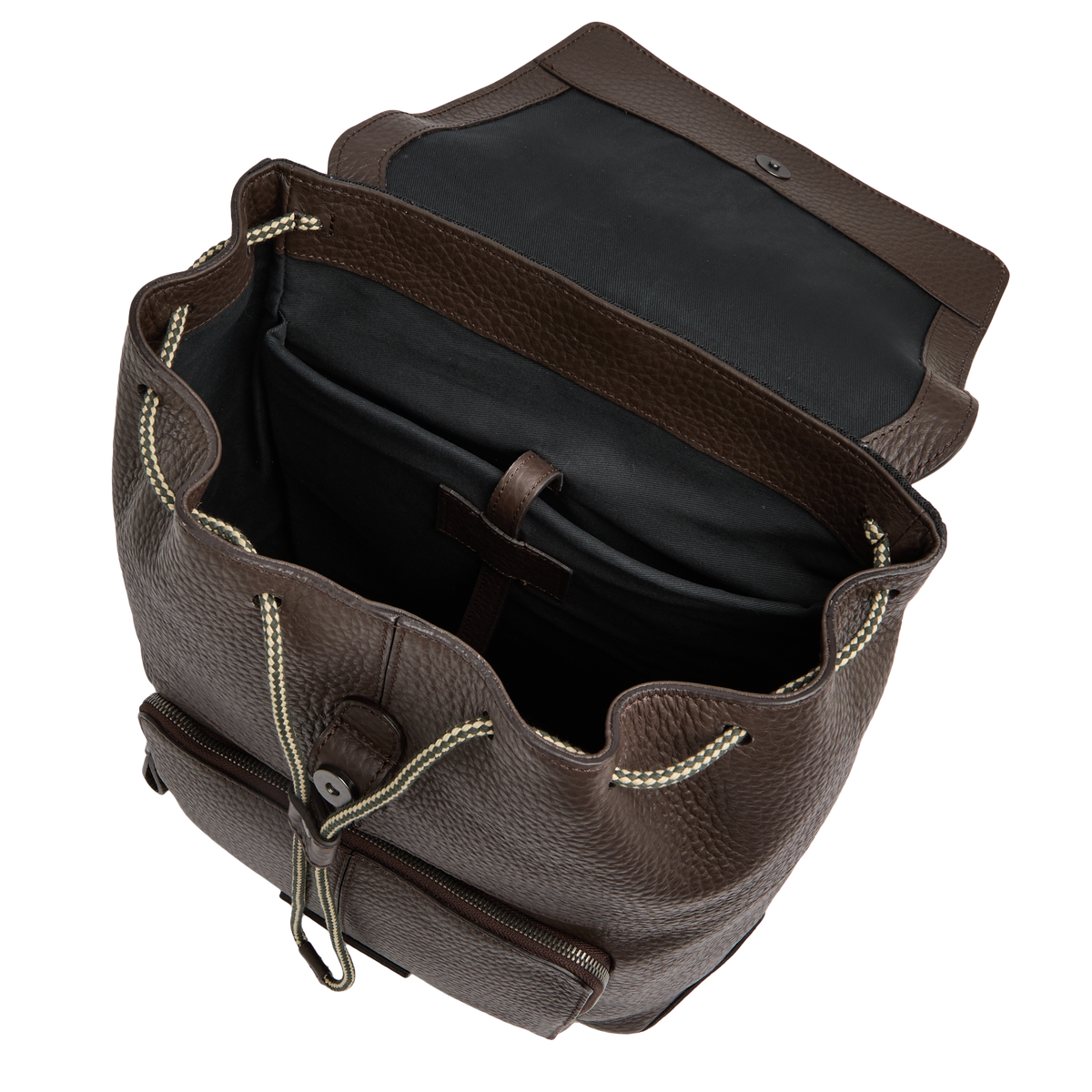 Men's Grained Leather Backpack MOKA/ DARK RUTHENIUM | The Bridge