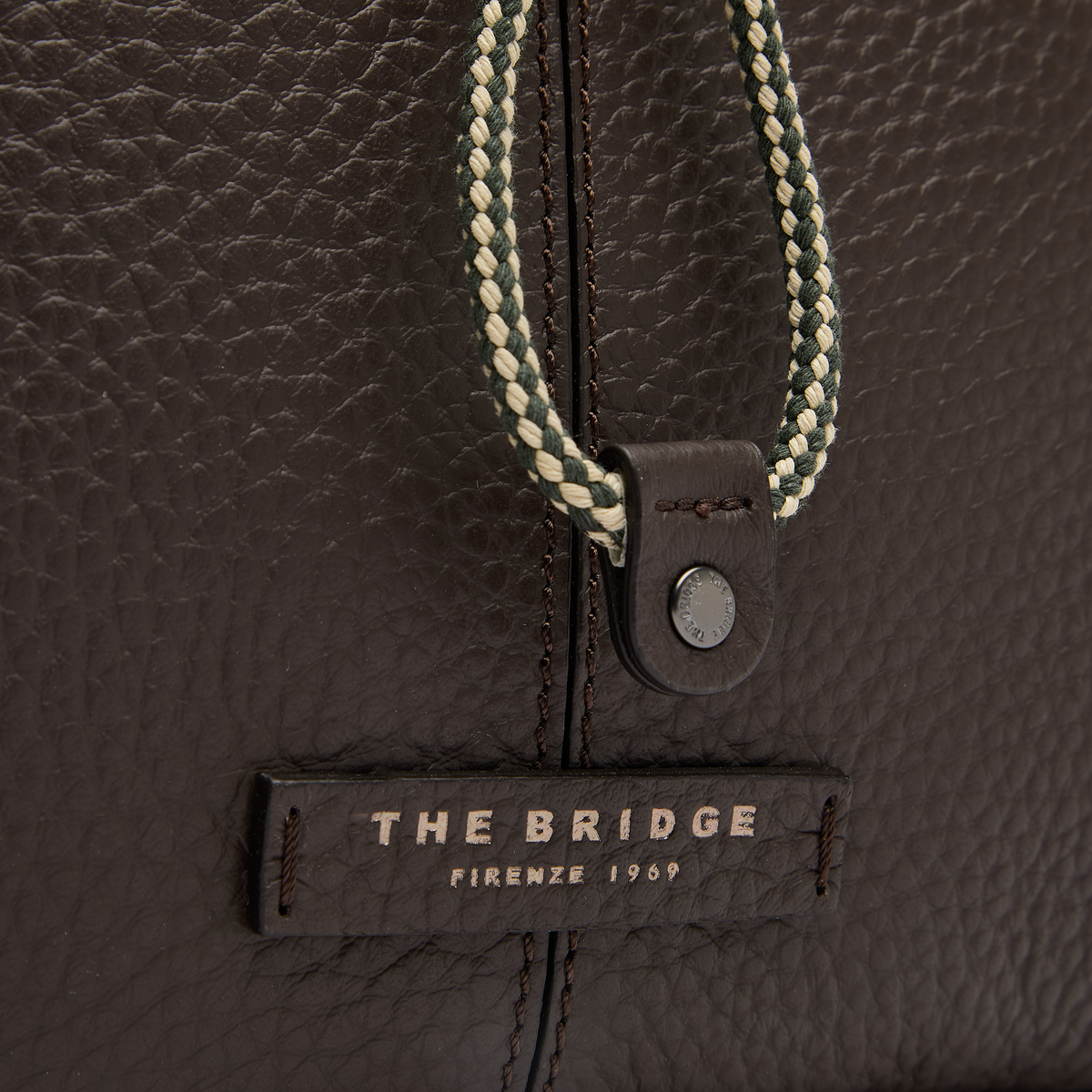 Men's Grained Leather Backpack MOKA/ DARK RUTHENIUM | The Bridge