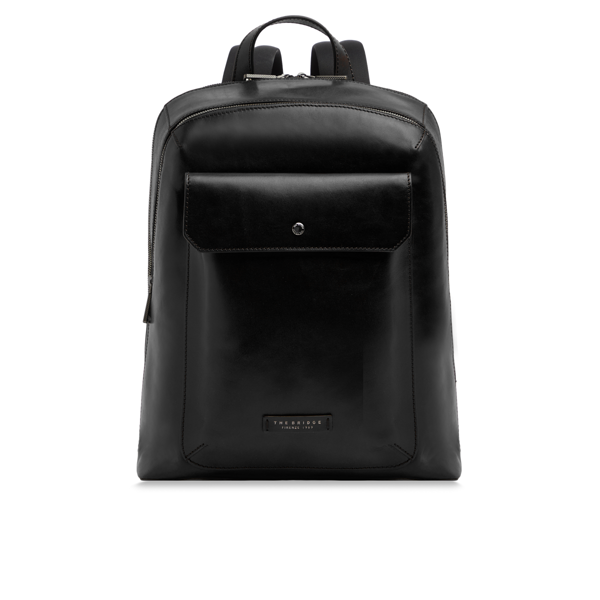 Men's Leather Laptop Backpack BLACK/PALLADIUM/RUTENIUM | The Bridge