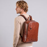 Herren-Laptoprucksack aus Leder - Braun | The Bridge