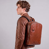 Herren-Laptoprucksack aus Leder - Braun | The Bridge