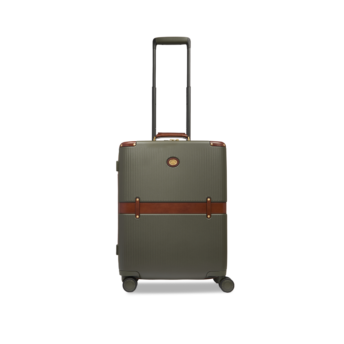 Leather and polycarbonate cabin trolley FOREST/BROWN WITH GOLD